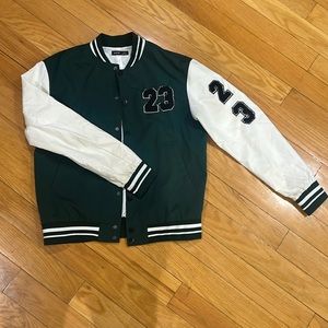Green varsity bomber jacket